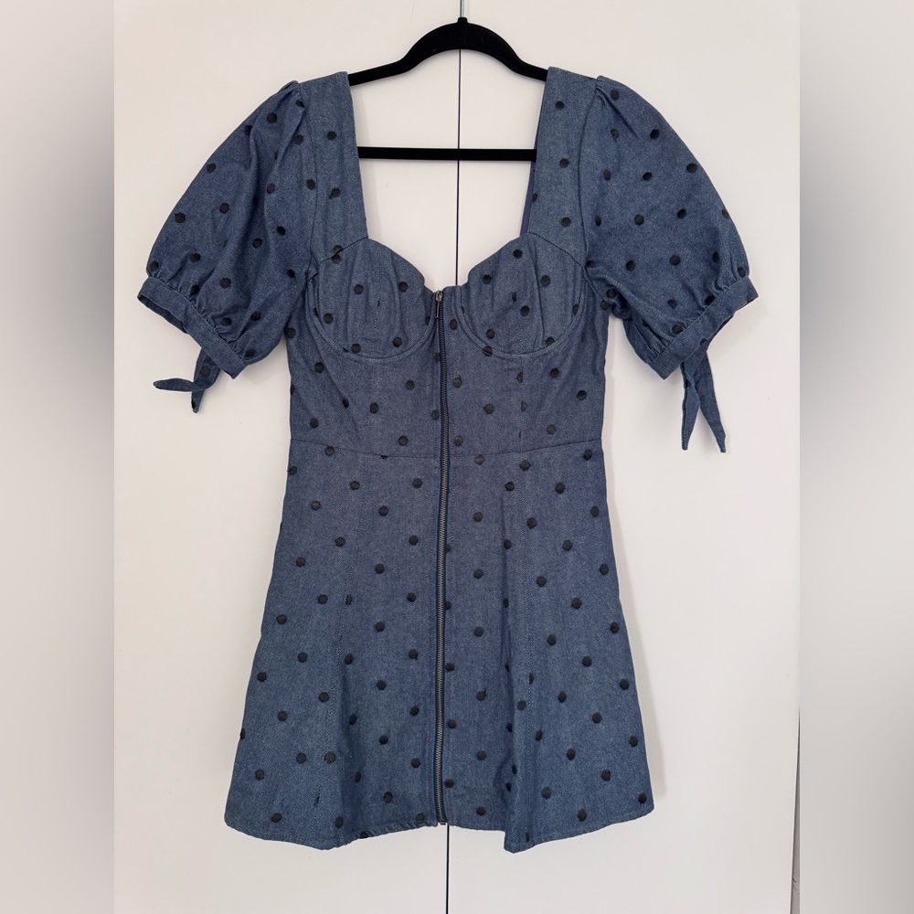 Tularosa Gray Puff Sleeve Mini Sundress